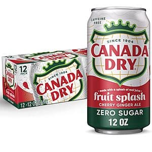 12-Pk 12-Oz Canada Dry Zero Sugar Fruit Splash Cherry Ginger Ale Soda $4.75 w/ S&S