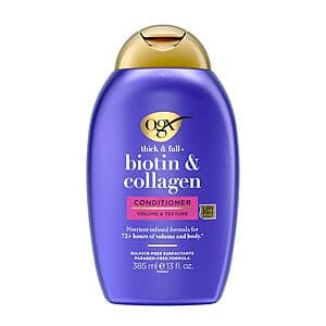 13oz OGX Thick & Full + Biotin & Collagen Conditioner or Shampoo $3.70 each w/ S&S & More
