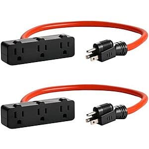 2-Pack 2' KMC 3-Outlet Power Extension Cord $6.45
