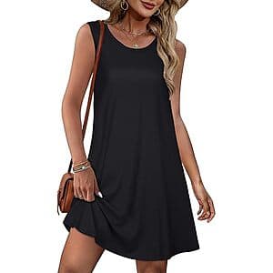 elescat Women's Sleeveless A-Line Sundress w/ Pockets (Black) from $9