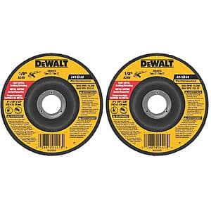 2-Pack DEWALT 4" x 1/8" x 5/8" General Purpose Metal Cutting Wheels (DW4418) $4