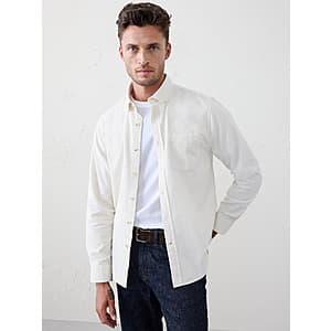 Banana Republic Factory Men's Slim-Fit Fine Wale Corduroy Shirt (Tranisition Cream) $9 + Free Store Pickup