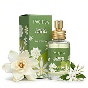 Pacifica Tahitian Gardenia Eau de Perfume Spray in 1 oz bottle with gardenia-themed packaging.