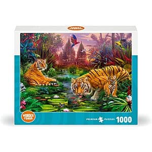 1000-Piece Wonder Forge Tiger Family Jigsaw Puzzle $5.65