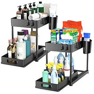 2-Pack 15.6" x 8.6" x 14.1" Under Sink Storage Organizer w/ Sliding Drawer $15