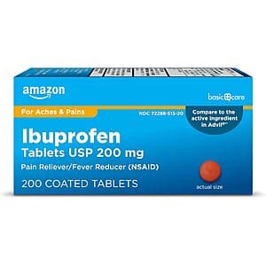 200-Count Amazon Basic Care Ibuprofen Tablets $3.50 w/ Subscribe & Save