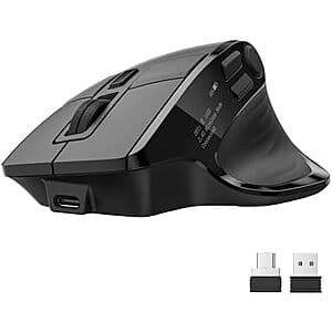 Acer wireless ergonomic mouse with OLED screen display, showing black design and curved ergonomic shape for comfortable grip.