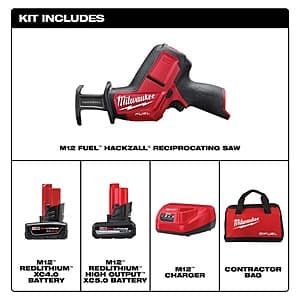 Milwaukee M12 FUEL HACKZALL Reciprocating Saw w/ 2 Batteries (4Ah, 5Ah) & Charger $189 + Free S&H