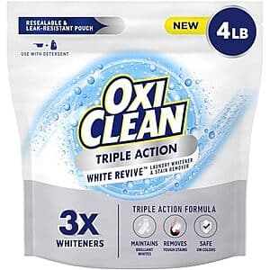 4-Lbs OxiClean Triple Action White Revive Laundry Whitener & Stain Remover Powder $10.40 w/ S&S