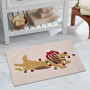 17" x 24" Holiday Pink Dog Cotton Bath Rug $4