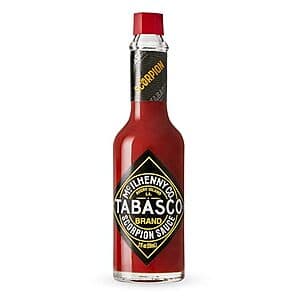 2-oz bottle of TABASCO Brand Scorpion Sauce in Guava & Pineapple flavor with red and black label.