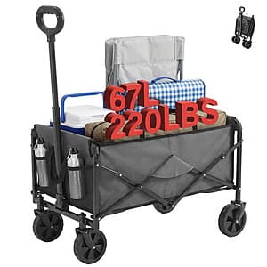 Select Locations: 28.7" x 18.7" x 35.4" Gianna Collapsible Folding Wagon (Gray) $27