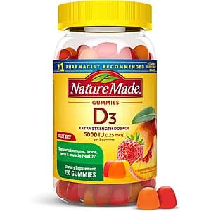 150-Ct Nature Made Vitamin D3 5000 IU/Serving Gummies (75 Servings) $9.10 w/ S&S