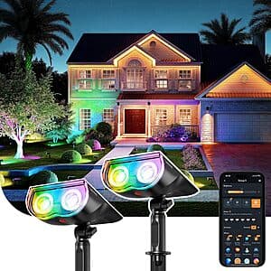 Prime Members: 2-Pk Linkind Smart Solar Multicolor Spot Lights $15 + Free S&H