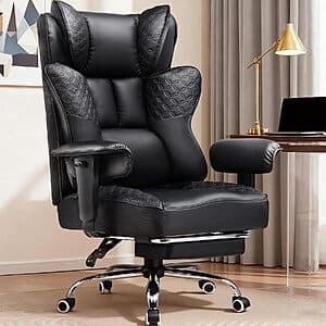 COMHOMA Big & Tall Gaming Chair w/ Footrest & Lumbar Support (Jet Black) $130 + Free S&H