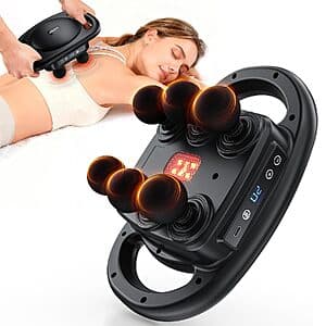 YIICHANG 6-Head AERLANG Deep Tissue Percussion Massage Gun with multiple massage head attachments.