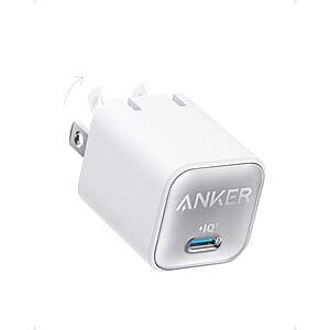 Anker 511 30W USB-C GaN PIQ 3.0 Foldable Charger (Black or White) $13