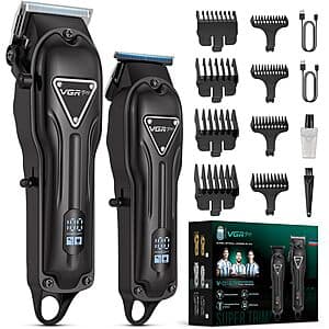 VGRPRO Cordless Rechargeable Hair Clipper & Trimmer Set w/ 8-Combs (3 colors) $15.50