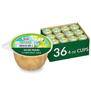 36-Cups 4-Oz Dole Fruit Bowls Diced Pears in 100% Juice $11.20 w/ Subscribe & Save