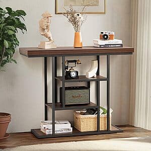 42" HABUTAY Industrial Entryway Table w/ 4-Tier Storage Shelves (Rustic Brown) $45 + Free S&H