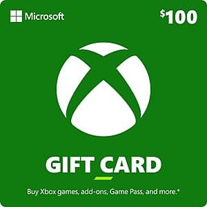 Xbox gift card with branding and denominations displayed on the card or packaging.