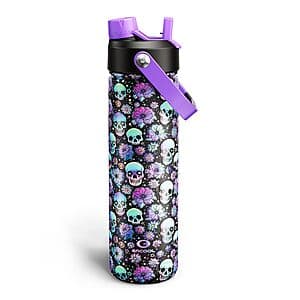 26-Oz ENCOOL Christmas Themed Insulated Water Bottle w/ Straw (Floral Afterlife) $5