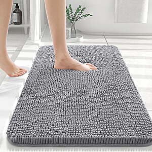 30" x 20" Buganda Chenille Bath Mat w/ Rubber Backing (Grey) $8