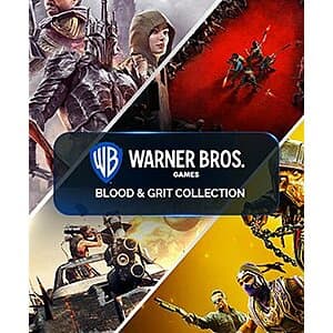 Warner Bros. Blood & Grit 7-Game Collection Bundle box art featuring key games in the collection.