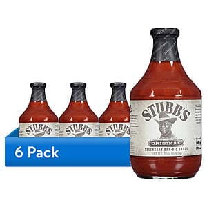 Six bottles of Stubb's Original BBQ Sauce, each 36 oz, displayed together showing the brown sauce bottle packaging with the brand label.