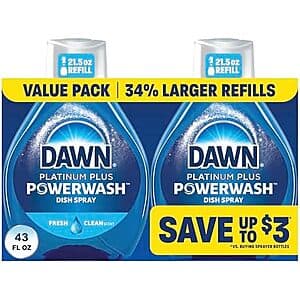 Select Accts: 2pk 21.5oz Dawn Powerwash Spray Refills $6.40 w/ S&S