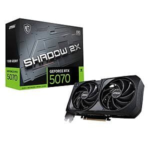 MSI NVIDIA GeForce RTX 5070 12G SHADOW 2X OC 12GB GDDR7 Graphics Card $500 + Free Shipping