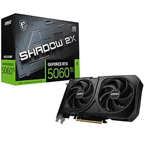 MSI GeForce RTX 5060 Ti SHADOW 2X OC PLUS 8GB GDDR7 PCIe 5.0 Graphics Card $390 + Free S&H