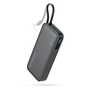 20000mAh CUKTECH up to 45W Power Bank w/ Built-in USB-C Cable $18.90