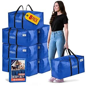 86L ClearSpace Heavy Duty Moving Storage Bags (Blue): 6-Pk $15, 8-Pk $18