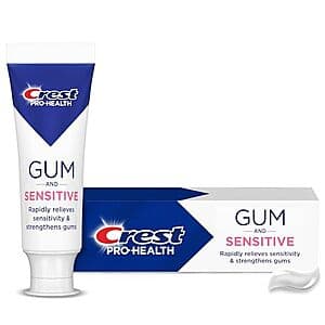 Crest Pro-Health Sensitive & Gum toothpaste tube in mint flavor, 4.8-oz size.