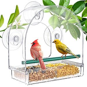 Prime Members: SUNALLY Clear Window Bird Feeder w/ Suction Cups $7.85 + Free S&H