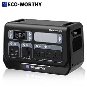 2048Wh ECO-WORTHY PS 2400W (4800W Peak) LiFePO4 Power Station $453.40 + Free S&H