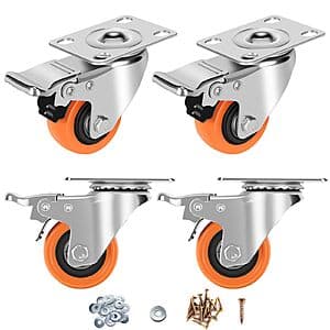 4-Ct 2" ASRINIEY Heavy Duty Swivel Caster Wheels w/ Dual Locking Brakes $12.60 & More