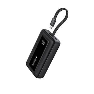 10,000mAh 30W Anker Zolo Portable Charger Power Bank with Built-in USB-C Cable $15.60