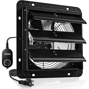 10" VEVOR 900 CFM Wall-Mount Exhaust Fan w/ Variable Speed Controller (Black) $34.50