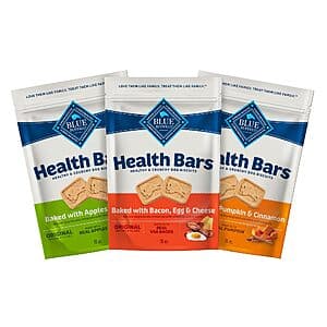 3-Ct 16-Oz Blue Buffalo Health Bars Natural Crunchy Dog Biscuit Treats (3 Flavors) $5.55 w/ Subscribe & Save