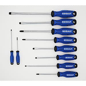 10-Pc Kobalt 6" Magnetic Screwdriver Set $15 + Free S&H