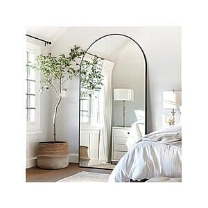 65" x 22" NeuType Arched Full Length Standing/ Wall Mirror (Black w/ Aluminum Frame) $40 & More + Free S/H w/ Prime