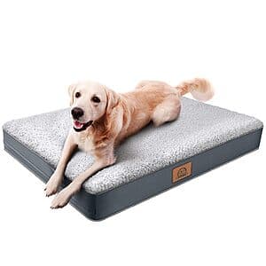 35" Sunheir Orthopedic Plush Sherpa Large Dog Bed $20