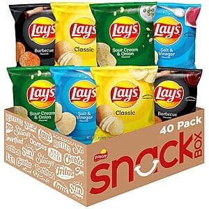 Prime Members: 40-Pack 1oz Lay's Potato Chips (4 Flavor Variety Pack) $11.90 w/ Subscribe & Save + Free S&H