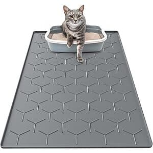 34"x22" Garoopion Waterproof Silicone Cat Litter Box Mat w/ Raised Edge (Dark Gray) $9.30 & More