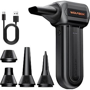 3-Speed Wolfbox MF60 Electric Compressed Air Duster w/ 5 Nozzles $32