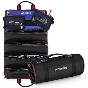 WORKPRO Roll Up 6 Pocket Tool Bag: Camo $16.80, Black $17.60