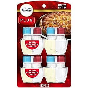 4-Pk 0.87-Oz Febreze Plug In Air Freshener Refill (Holiday Baked Cinnamon Apples) $9.85 w/ Subscribe & Save