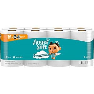16-Count Angel Soft Mega Rolls 2-Ply Toilet Paper (Soft & Strong) $8.50 w/ Subscribe & Save